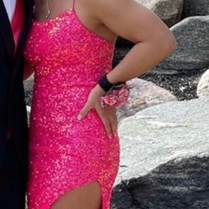 Hot Pink sequin prom dress